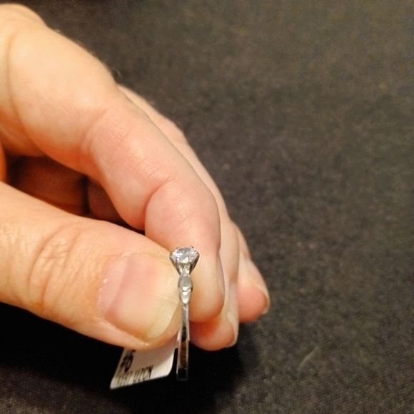 Classic Minimalist Silver Diamond Solitaire - Picture 7 of 9